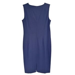 Piazza Sempione Womens Navy Sleeveless Wool Sheath Dress Italian Made S Timeless